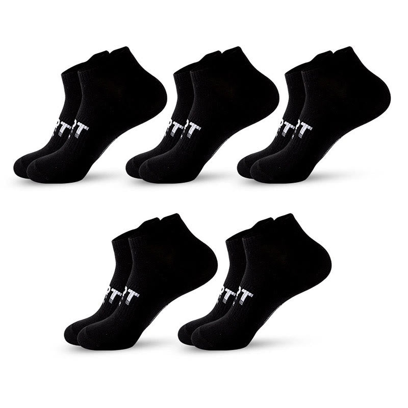 Plus Size Cushioned Breathable Ankle Compression Socks(5 Pairs) - Black - EU38-45(US5-11) - image 6