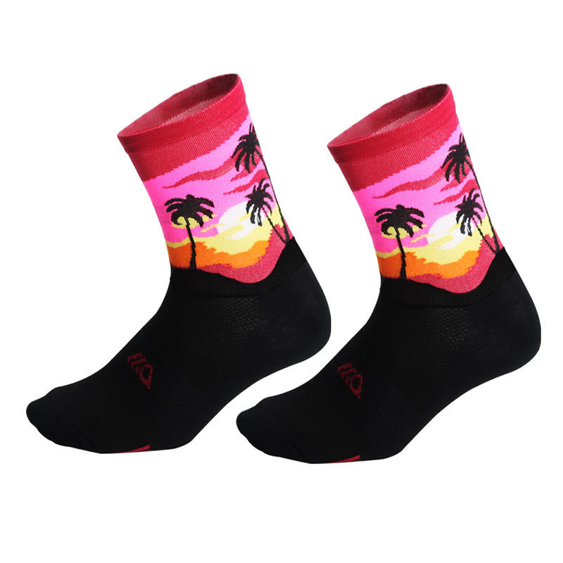 Plus Size Coconut Tree Quarter Compression Socks(4 Pairs) - image 6