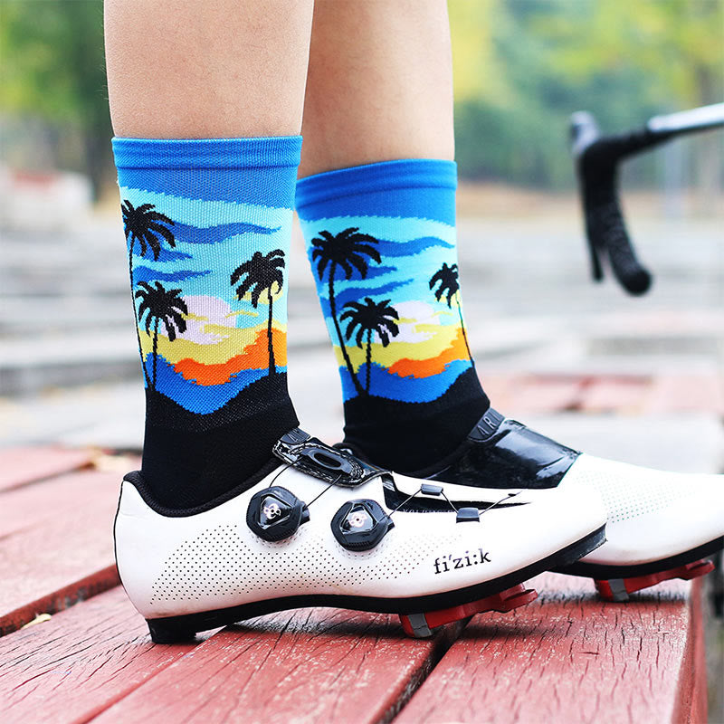 Plus Size Coconut Tree Quarter Compression Socks(4 Pairs) - image 1