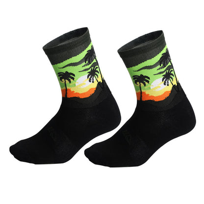 Plus Size Coconut Tree Quarter Compression Socks(4 Pairs) - image 7