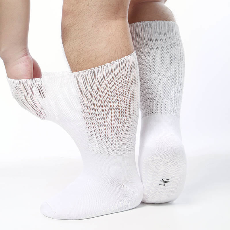 Plus Size Anti Slip Knee High Diabetic Socks(2 Pairs) - White - S/M - image 1