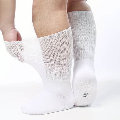 Plus Size Anti Slip Knee High Diabetic Socks(2 Pairs) - White - S/M - image 1