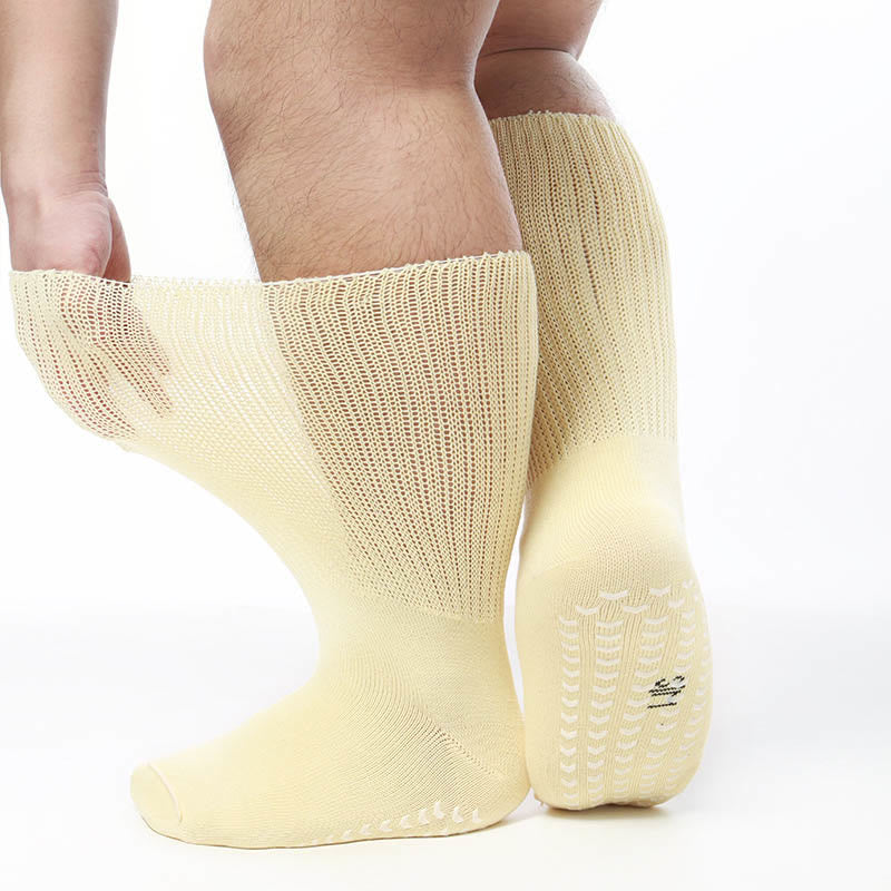 Plus Size Anti Slip Knee High Diabetic Socks(2 Pairs) - Yellow - S/M - image 4