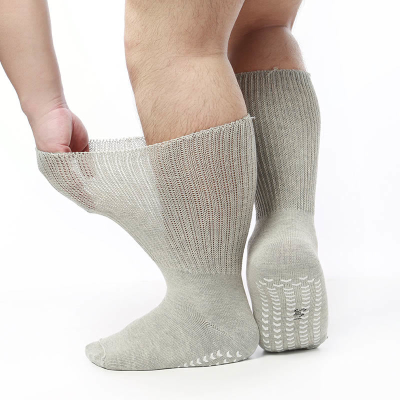 Plus Size Anti Slip Knee High Diabetic Socks(2 Pairs) - Grey - S/M - image 3
