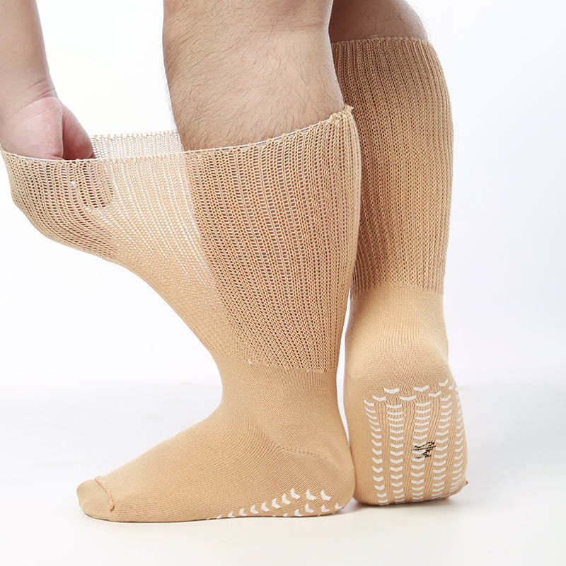 Plus Size Anti Slip Knee High Diabetic Socks(2 Pairs) - Nude - S/M - image 2