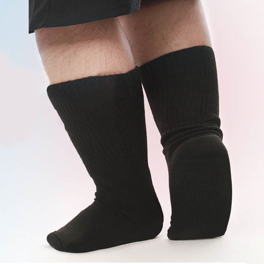 Plus Size Extra Wide Knee High Diabetic Socks(2 Pairs) - Black - S/M - image 0