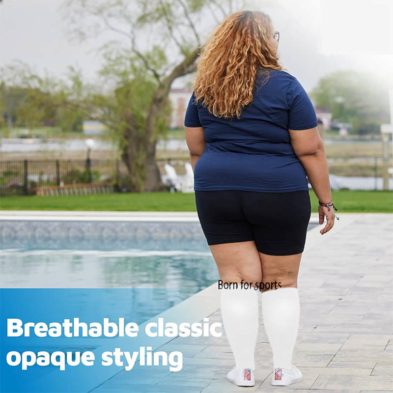 Plus Size Solid Color Open Toe Compression Socks(3 Pairs) - image 6