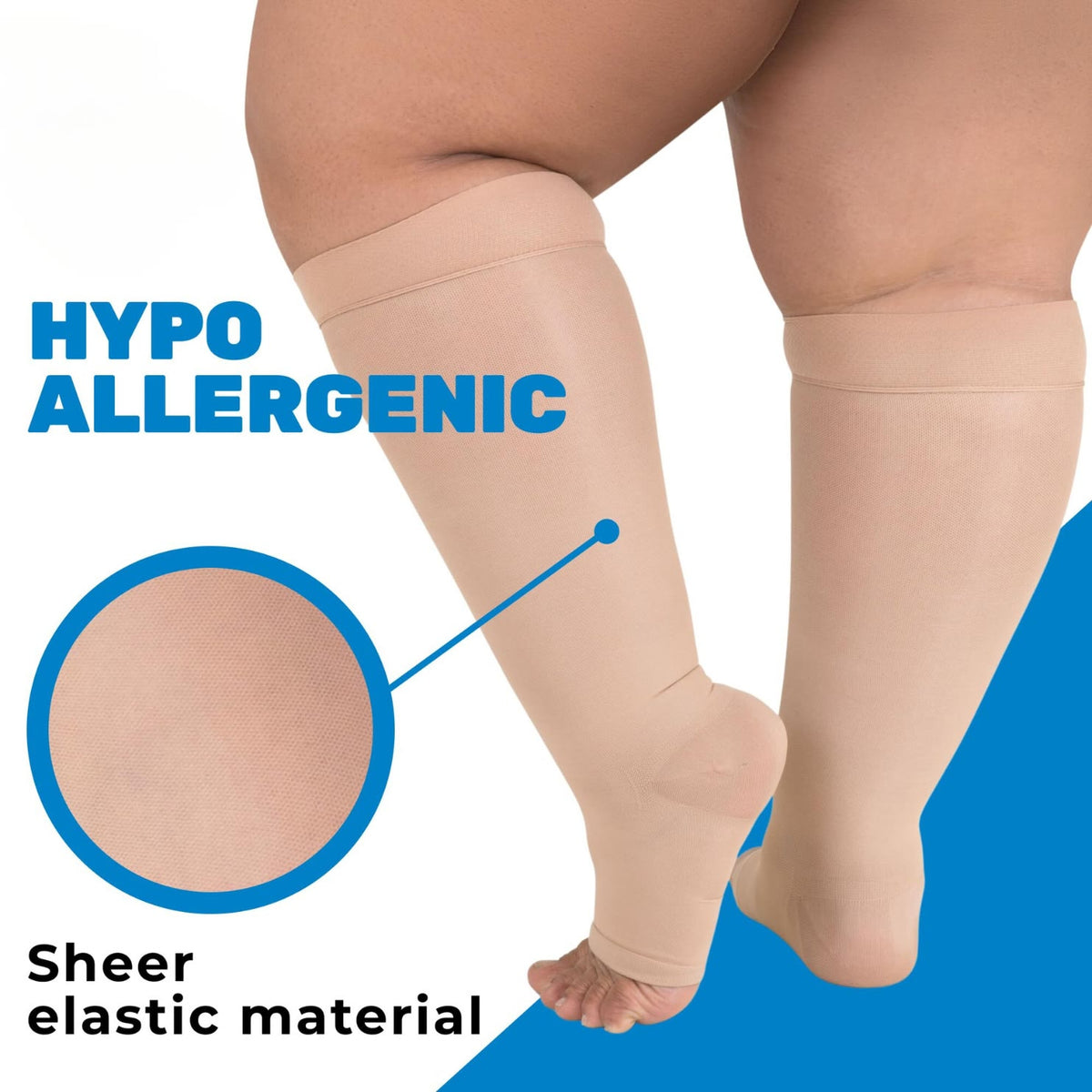 Plus Size Sheer Open Toe Compression Socks - image 3
