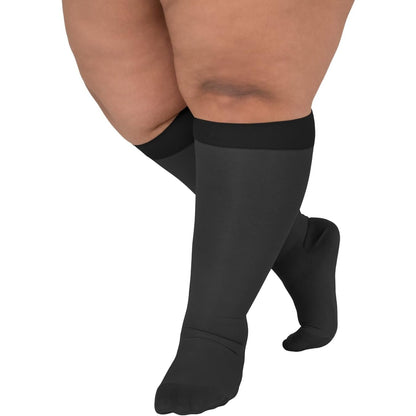 Plus Size Sheer Compression Socks - Black - 2XL - image 8