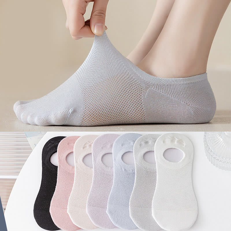 Soft Solid Color No Show Socks(7 Pairs) - Multicolor - EU37-40(US4-7) - image 0