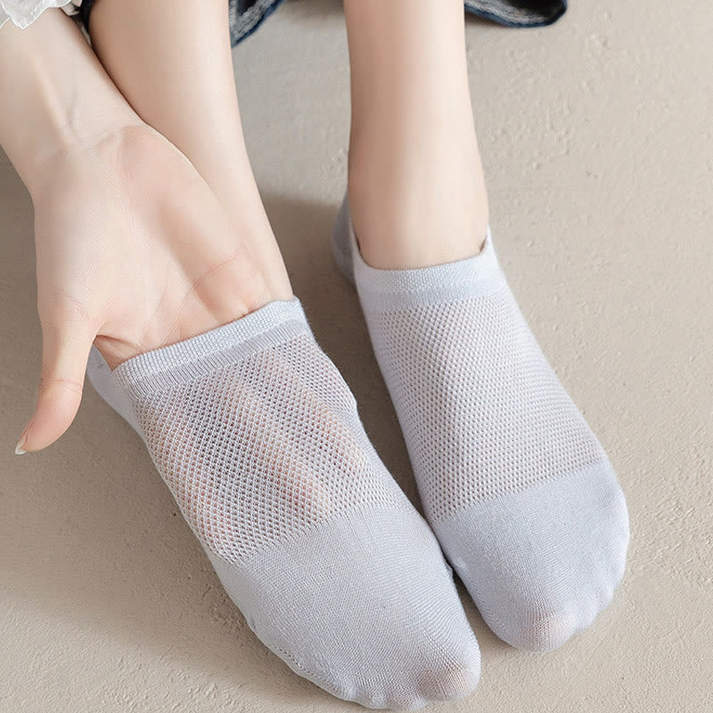 Soft Solid Color No Show Socks(7 Pairs) - image 5