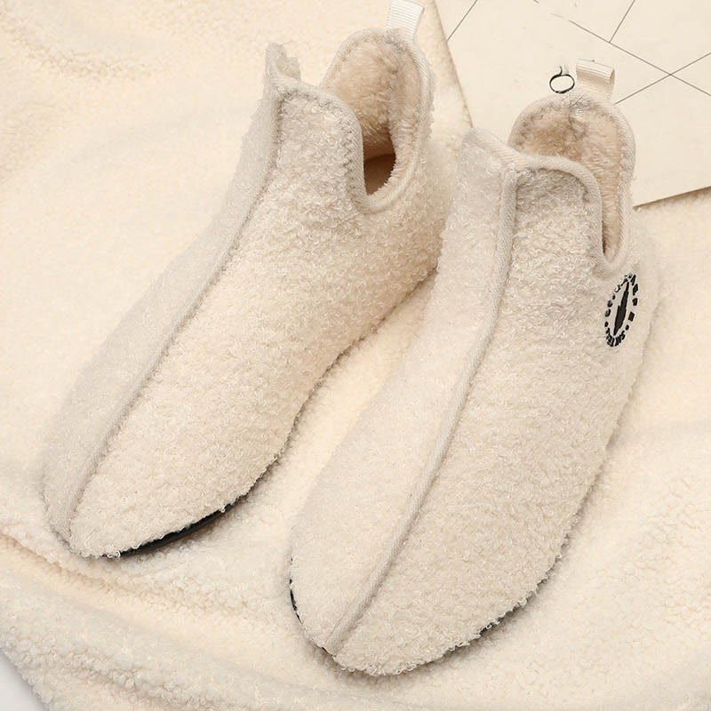 Plus Size Solid Color Plush Ankle Slipper Socks - Beige - 3XL - image 4