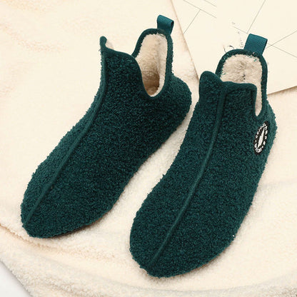 Plus Size Solid Color Plush Ankle Slipper Socks - Dark Green - 3XL - image 12