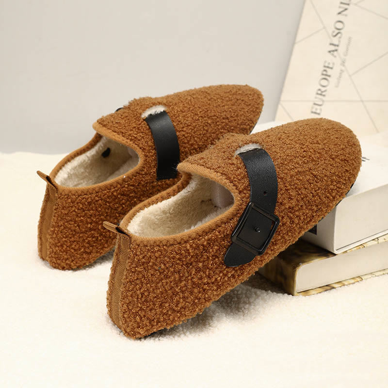 Plus Size Fashion Buckle Slipper Socks - Brown - 3XL - image 7