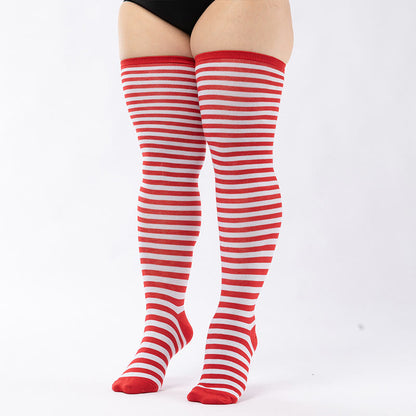 Plus Size Stripe Thigh High Socks(2 Pairs) - image 12