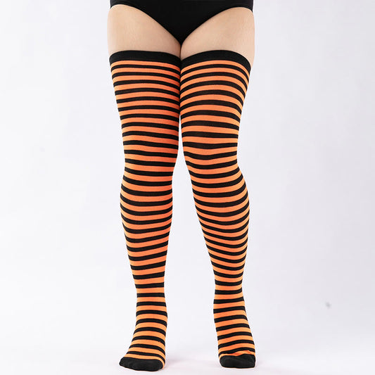 Plus Size Stripe Thigh High Socks(2 Pairs) - image 0