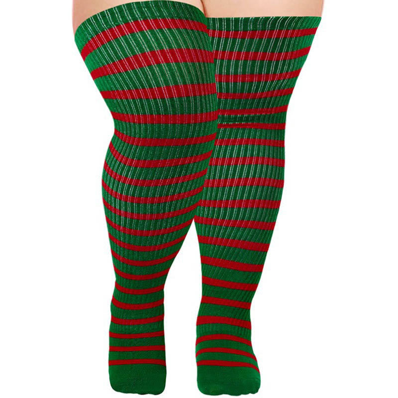 Plus Size Halloween Thigh High Knee Socks - Green - One Size - image 0