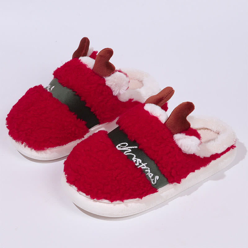 Plus Size Christmas Antlers Slippers - Red - 2XL - image 3