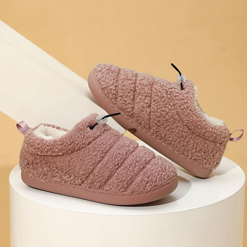 Plus Size Drawstring Design Slipper Socks - Pink - US 10-11 - image 10