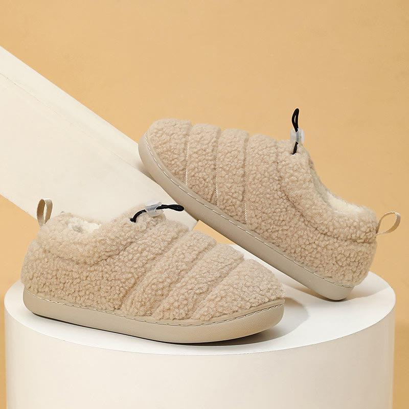 Plus Size Drawstring Design Slipper Socks - Khaki - US 10-11 - image 8