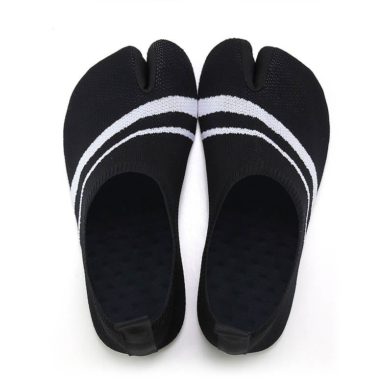 Plus Size Split Toe Stripe Slipper Socks - White - 4XL - image 12