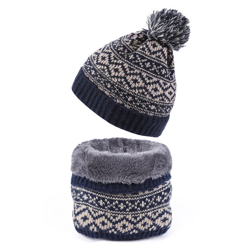 Winter Warm Beanie Scarf 2 in 1 Set - Navy Blue - One Size - image 7
