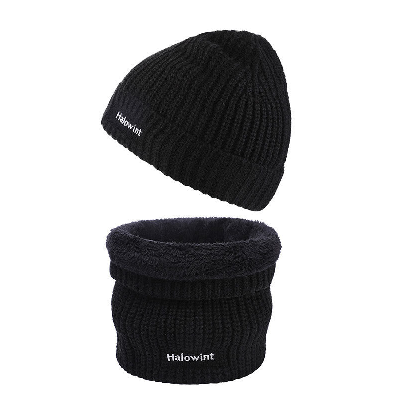 Warm Knit Hat Scarf 2 in 1 Set - Black - One Size - image 3