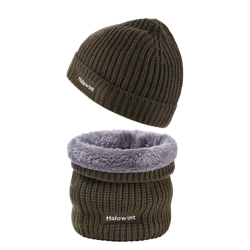 Warm Knit Hat Scarf 2 in 1 Set - Army Green - One Size - image 4