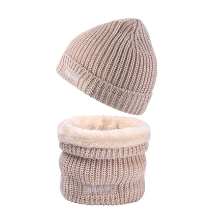 Warm Knit Hat Scarf 2 in 1 Set - Beige - One Size - image 8