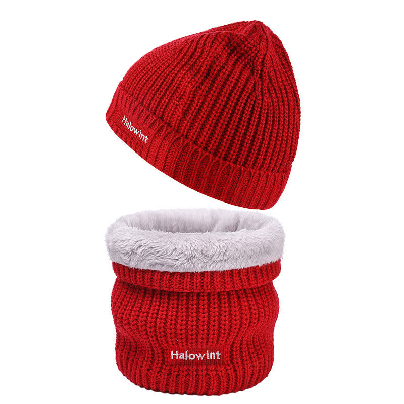 Warm Knit Hat Scarf 2 in 1 Set - Red - One Size - image 5