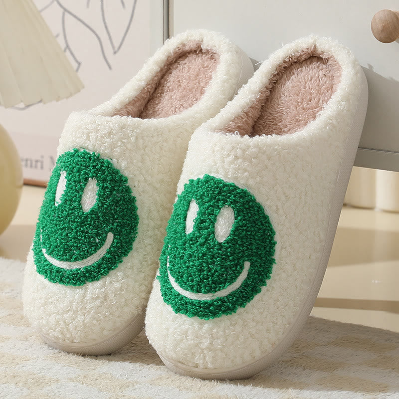 Plus Size Cartoon Smiley Face Slippers - Green - US 11-12 - image 4