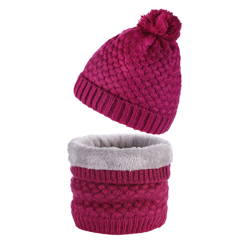 Winter Fleece Knitwear Beanie Scarf 2 In 1 Set - Rose - One Size - image 13