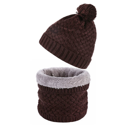 Winter Fleece Knitwear Beanie Scarf 2 In 1 Set - Coffee - One Size - image 15