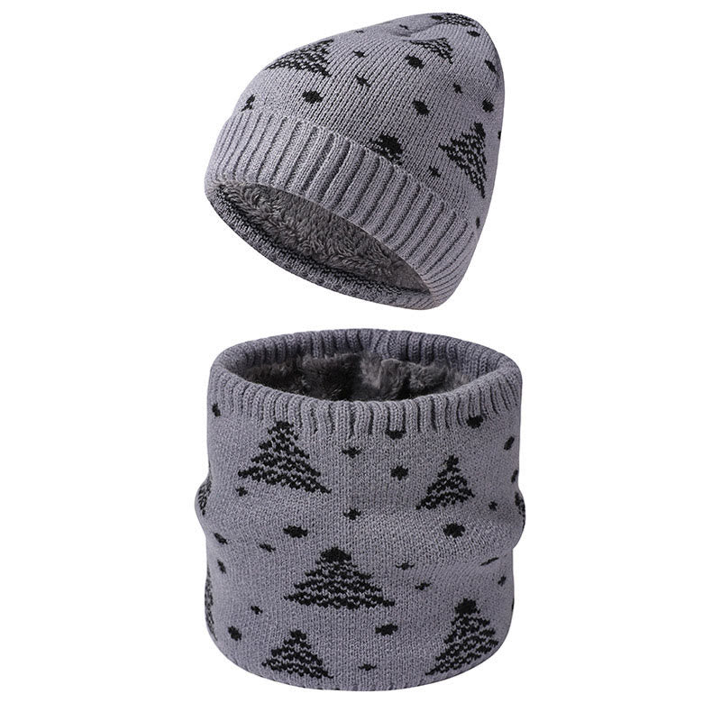 Winter Christmas Tree Beanie Scarf 2 In 1 Set - Grey - One Size - image 4