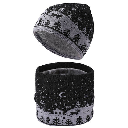 Warm Christmas Element Beanie Scarf 2 In 1 Set - Black - One Size - image 1