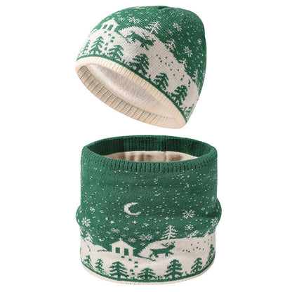Warm Christmas Element Beanie Scarf 2 In 1 Set - Green - One Size - image 4