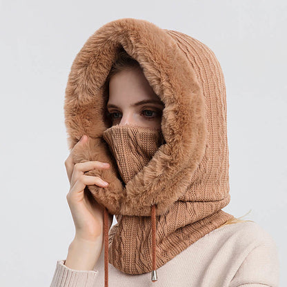Solid Color Cold Protection Hooded Scarf - image 15