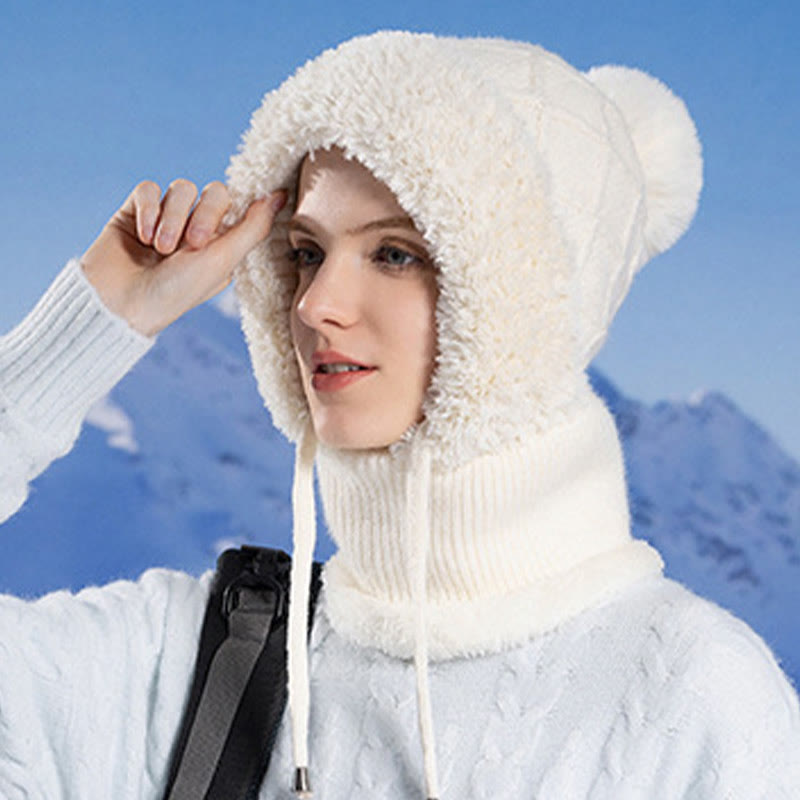 Drawstring Knit Hooded Scarf - image 4