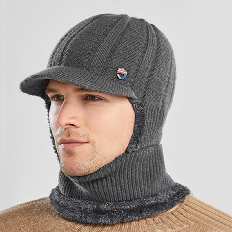 Winter Knitted Balaclava Beanie Hooded Scarf - Dark Grey - One Size - image 7