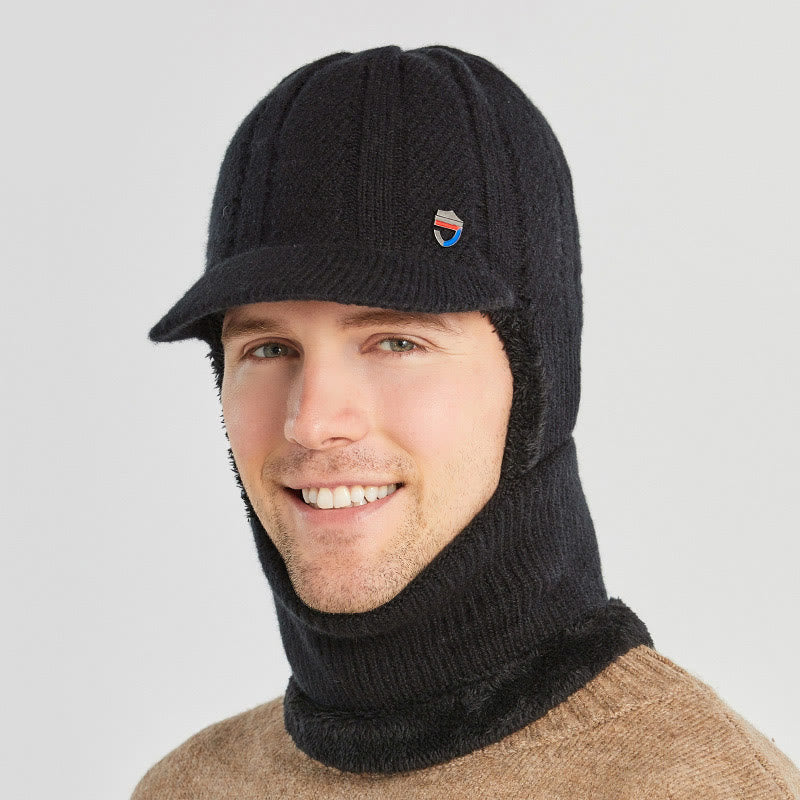 Winter Knitted Balaclava Beanie Hooded Scarf - Black - One Size - image 1