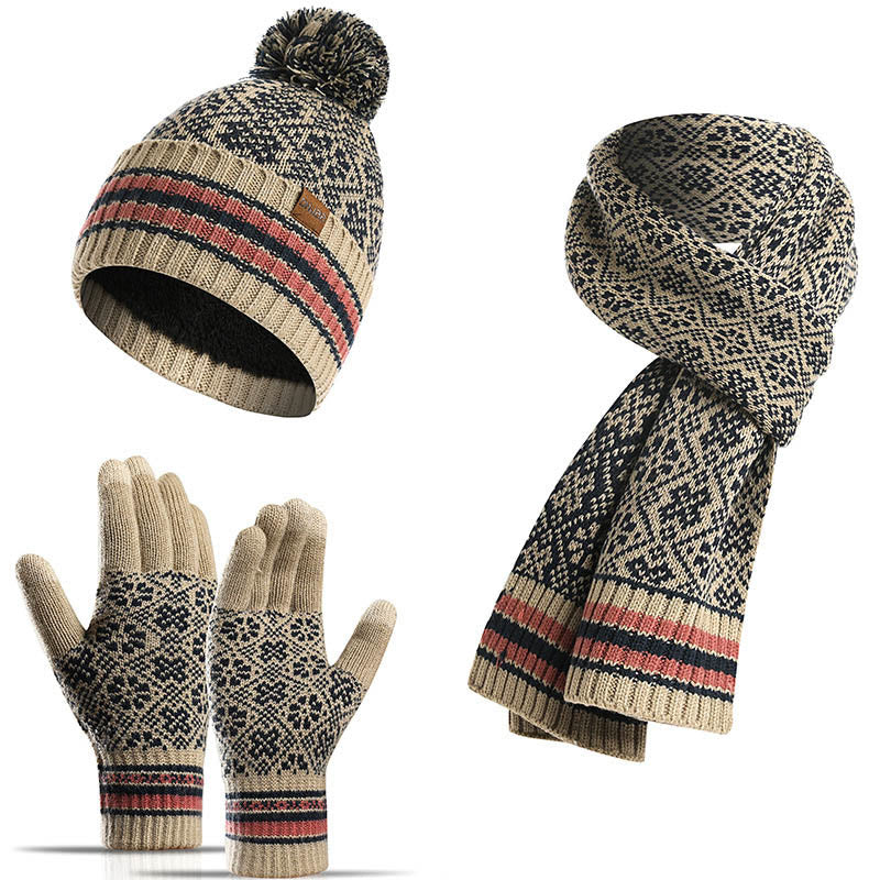 Touch Screen Gloves Beanie Scarf 3 In 1 Set - Beige - One Size - image 17