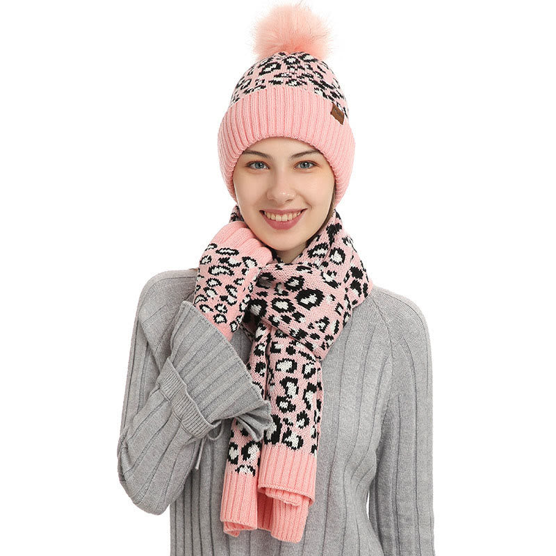 Leopard Gloves Beanie Scarf 3 In 1 Set - image 4