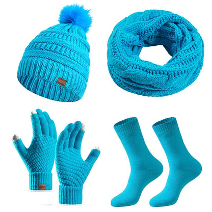 Winter Classic Gloves Beanie Scarf Socks 4 In 1 Set - Lake Blue - One Size - image 15