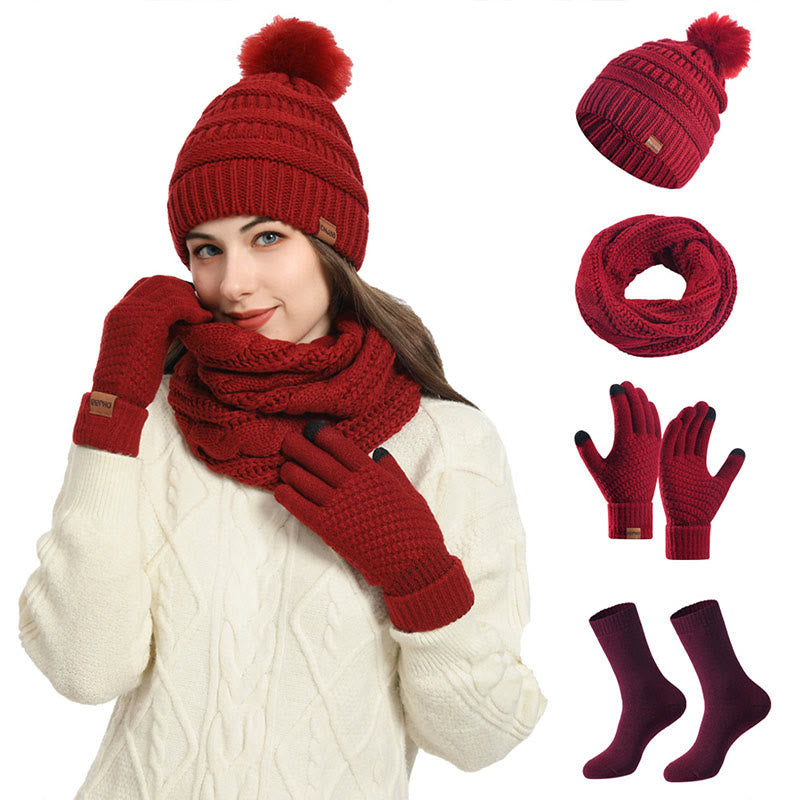 Winter Classic Gloves Beanie Scarf Socks 4 In 1 Set - image 0