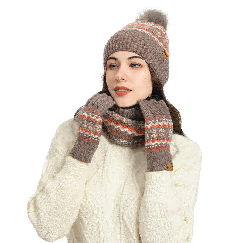 Snowflake Gloves Beanie Scarf 3 In 1 Set - image 1