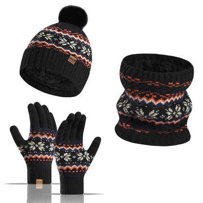 Snowflake Gloves Beanie Scarf 3 In 1 Set - Black - One Size - image 6