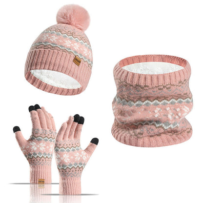 Snowflake Gloves Beanie Scarf 3 In 1 Set - Pink - One Size - image 7
