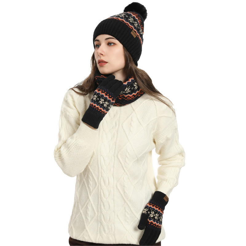 Snowflake Gloves Beanie Scarf 3 In 1 Set - image 2