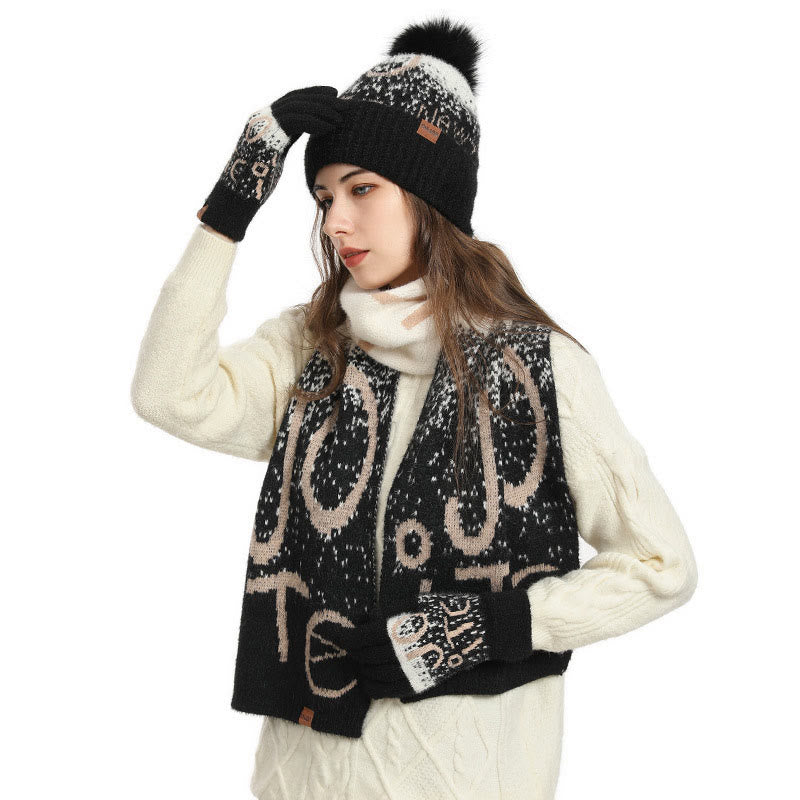 Alphabet Gloves Beanie Scarf 3 In 1 Set - image 2