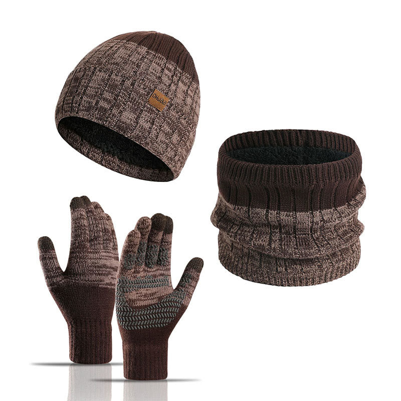Outdoor Warmth Gloves Beanie Scarf 3 In 1 Set - Khaki - One Size - image 12